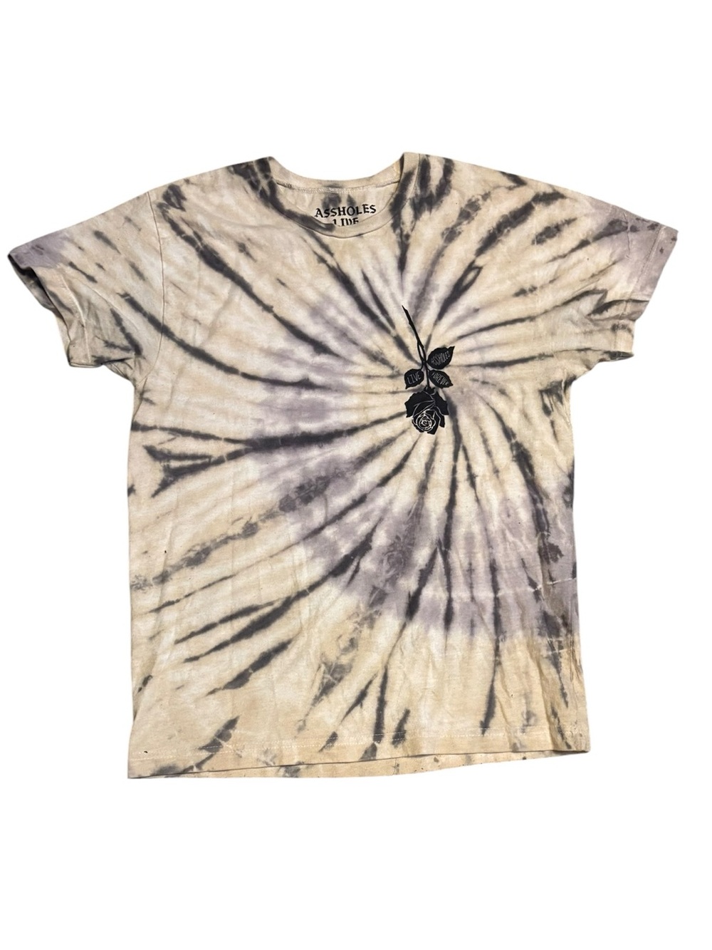 Assholes Live Forever Rose Tie Dye Graphic Tee Medium Streetwear Grunge